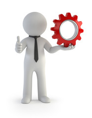 3d small people - holding red gear