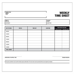 Employee weekly time sheet template