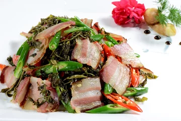 Foto op Canvas Chinese Food: Fried Bacon with Pepper © bbbar