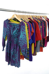 Fashion clothing hanging on hangers