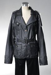 female jacket in mannequin isolated on light background