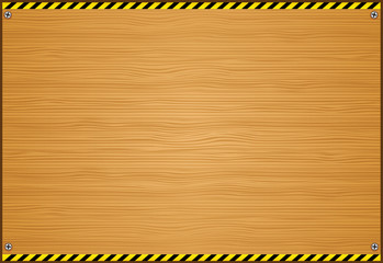 Wood Plank Background with Caution Tape Pattern