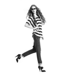 young fashion model posing- in black and white