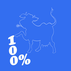 Cow.Dairy Product.Sticker.Vector