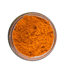 Curry powder spices over white background