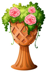A big pot with a flowering plant