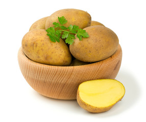 ripe potatoes isolated on white
