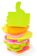 Stack of different shape and colors blocks of memo sticks, isola
