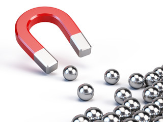 Business concept - Magnet attract spheres