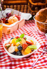 Fototapeta na wymiar Healthy vegetarian summer picnic