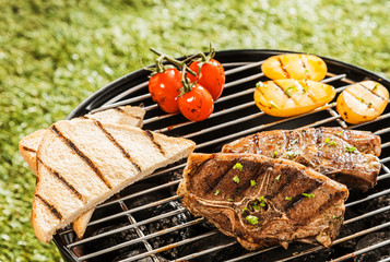 Delicious grilled lunch on a barbecue
