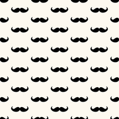 Vector seamless geometric retro pattern with repeating gentleman mustaches. Modern hipster background for Father's Day.