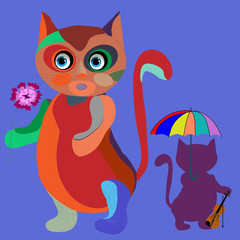 Cute cats in a cartoon style, vector illustration.