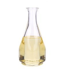 Glass bottle full with oil.