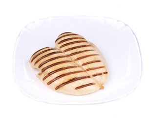 Close up of grilled chicken.