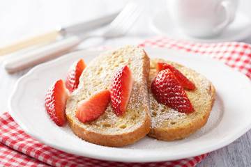 french toast with strawberry for breakfast