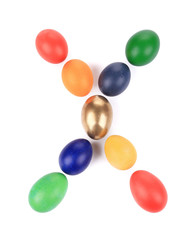 Letter X from the eggs for easter.