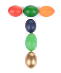 Letter T from the eggs for easter.