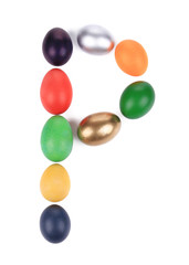 Letter P from the eggs for easter.