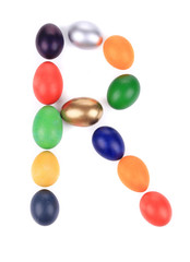 Letter R from the eggs for easter.