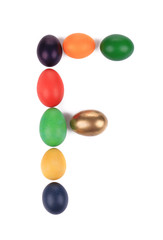 Letter F from the eggs for easter.