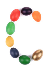 Letter C from the eggs for easter.