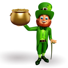 Leprechaun for patrick's day with golden pot