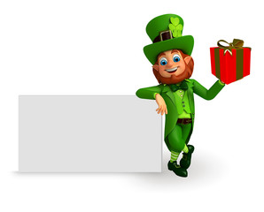 Leprechaun for patrick's day with big sign