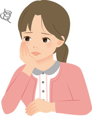 頬杖をつく元気のない女性