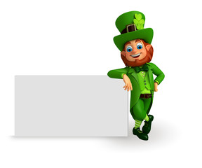 Leprechaun for patrick's day with big sign