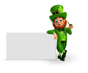 Leprechaun for patrick's day with big sign