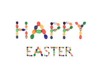 eggs in the form of words HAPPY EASTER