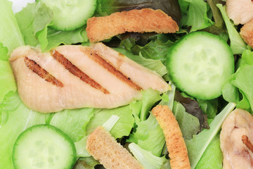 close up of tasty and fresh ceaser salad