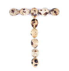 quail eggs in the form of letter T.