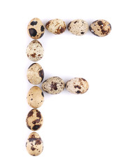 quail eggs in the form of letter F.
