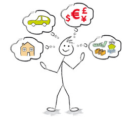 bonhomme qui rêve de consommation