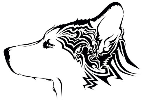 Tribal wolf tattoo
