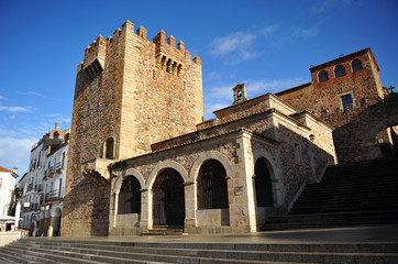 Fototapeta na wymiar Plaza Mayor, Bujaco Tower, Cáceres, Hiszpania