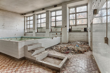 Swimming pool in a ruined building