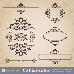 Calligraphic elements for design and page decoration - set 3