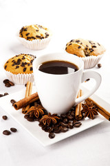 hot coffee and muffin