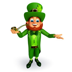 Leprechaun for patrick's day with smoking pipe