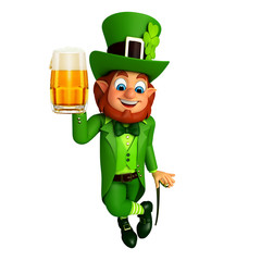 Leprechaun for patrick's day with beer glass