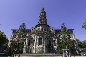 Naklejka premium saint Sernin Parvis,1987, France, Basilique Saint-Sernin de Tou