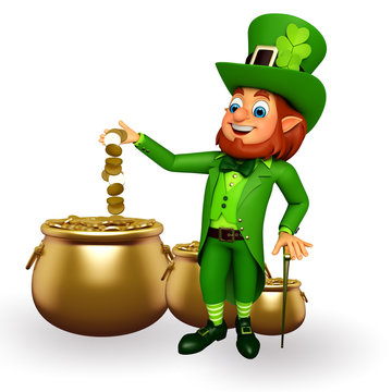 Leprechaun for patrick's day with golden pot