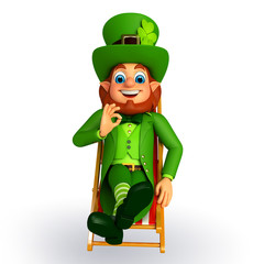 leprechaun for patrick's day sitting on the chair