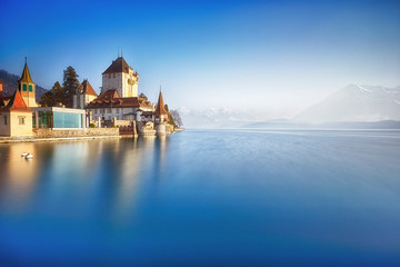 Oberhofen castle on the lake Thun, Switzerland
