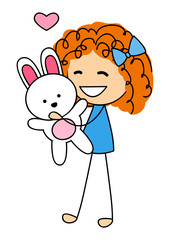 Cute little girl with bunny toy