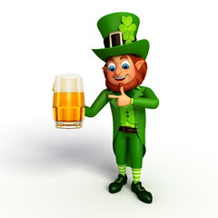 leprechaun for patrik's with beer glass