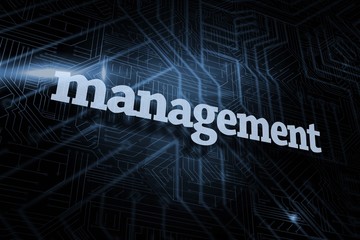 Management against futuristic black and blue background